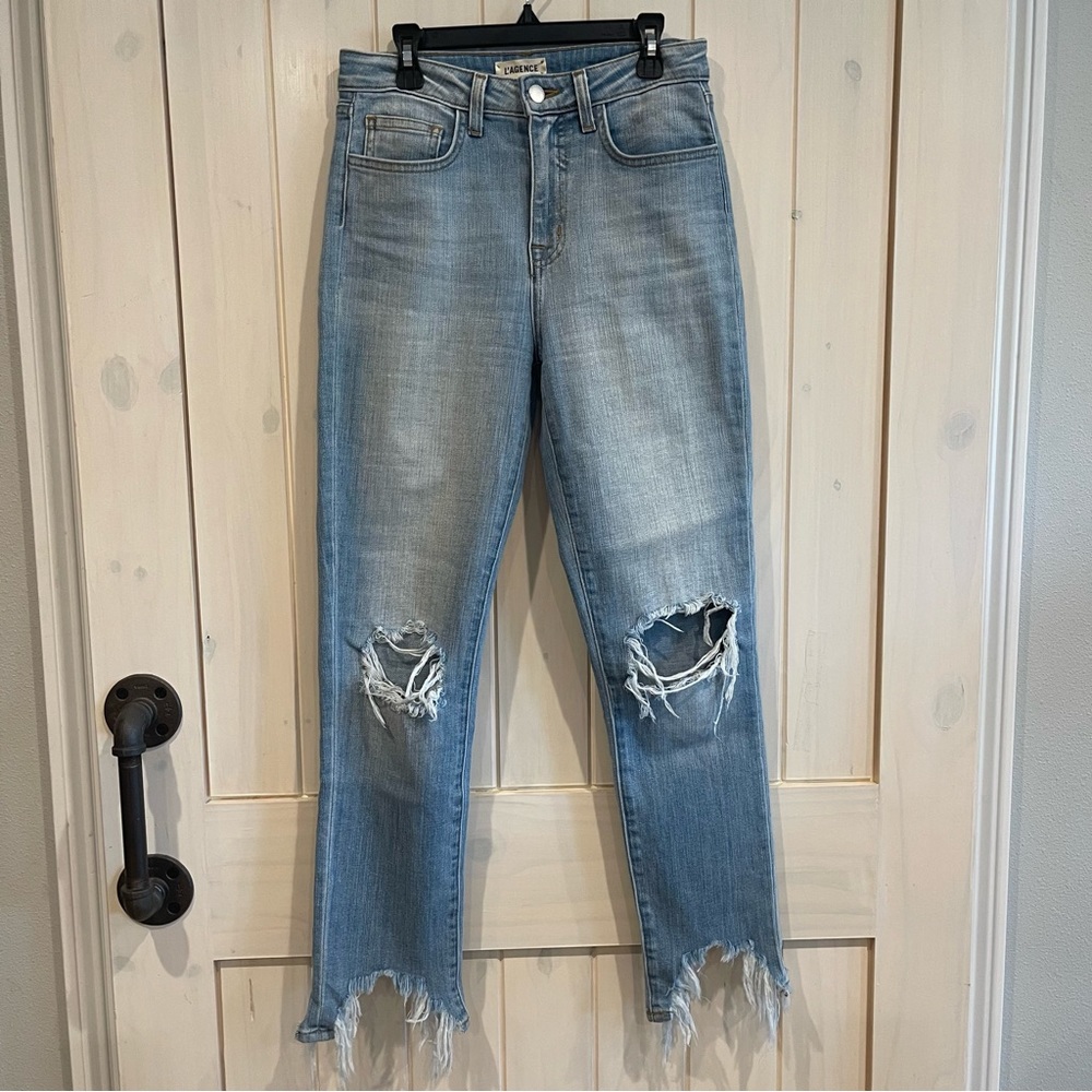 L’Agence High Line Distressed Jeans Skinny High Rise